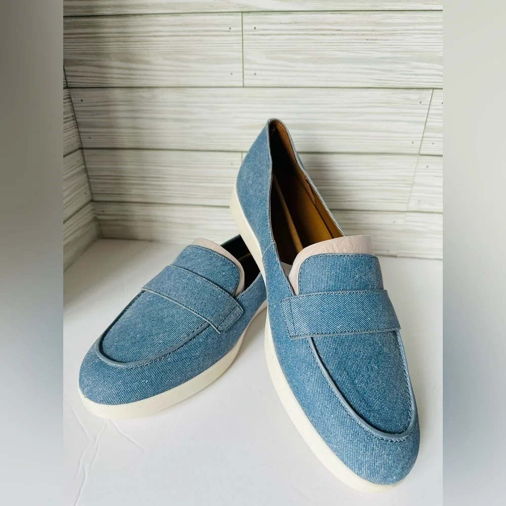 Naturalizer Mocasín Karis Loafers Women’s Blue Denim Blue‎ Sz 12 Leather Upper